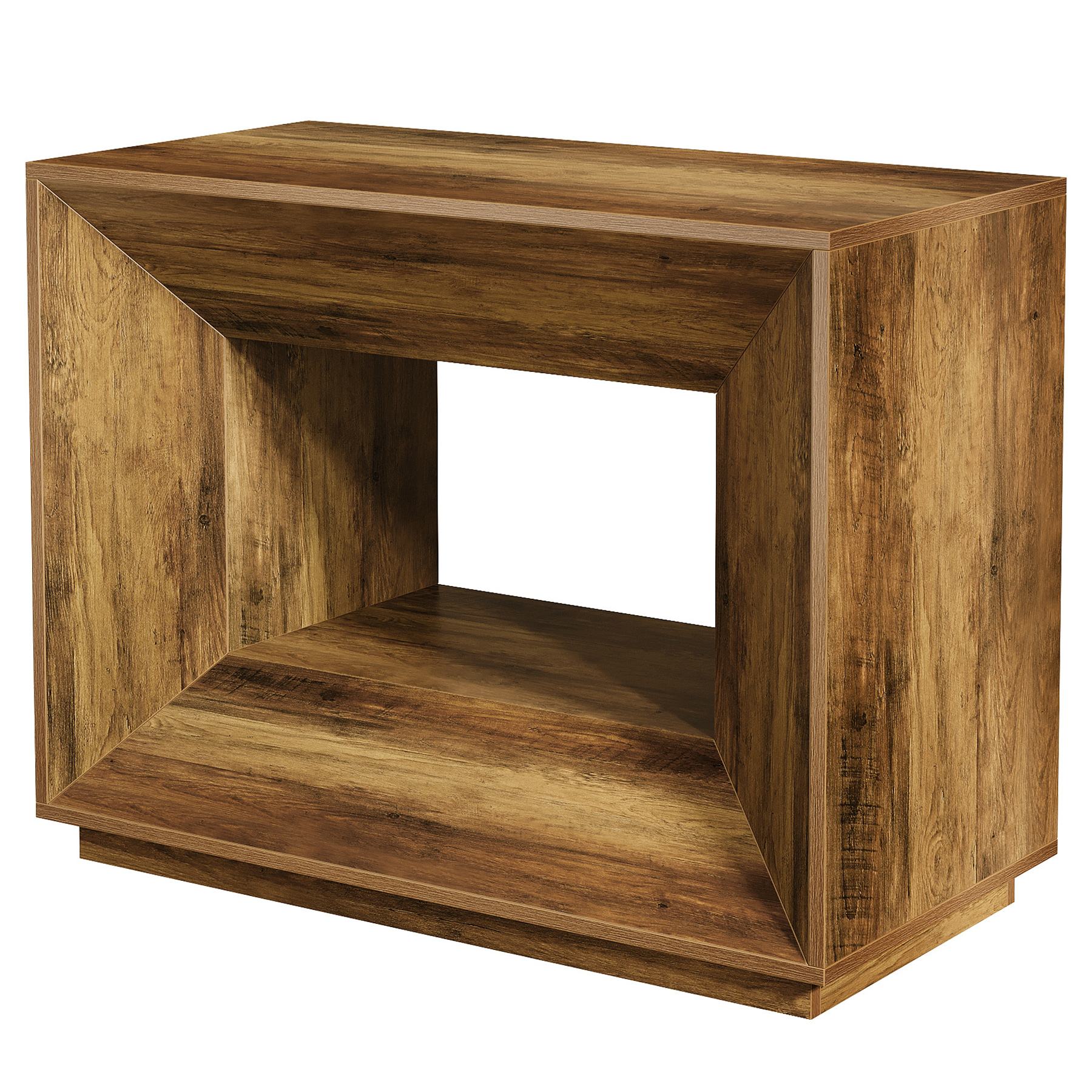 90 cm großer Side-Table im Vintage-Design fürs Schlafzimmer，Nachttisch mit Unterschrank