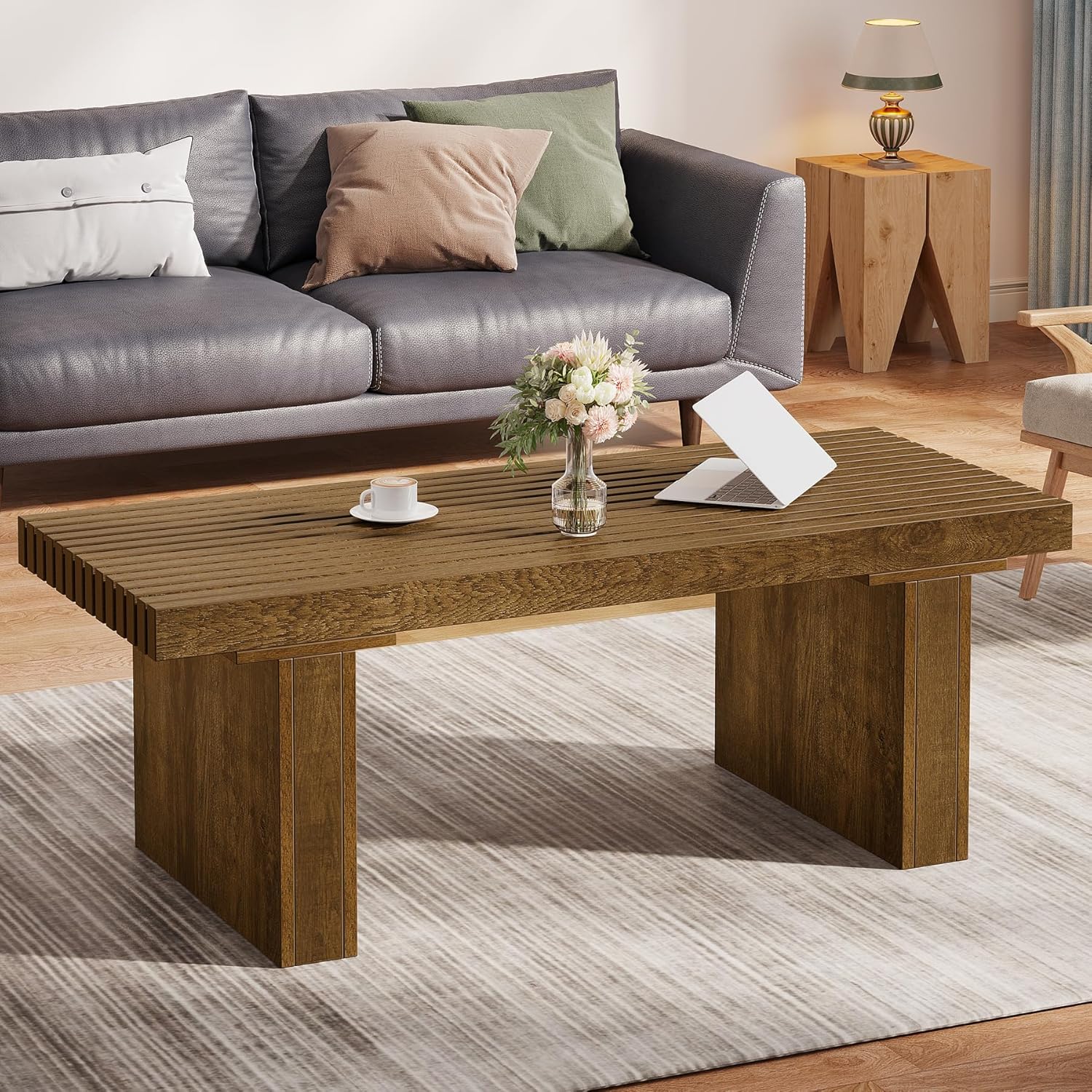 Tribesigns Table basse rectangulaire moderne de 120 cm et table de cocktail