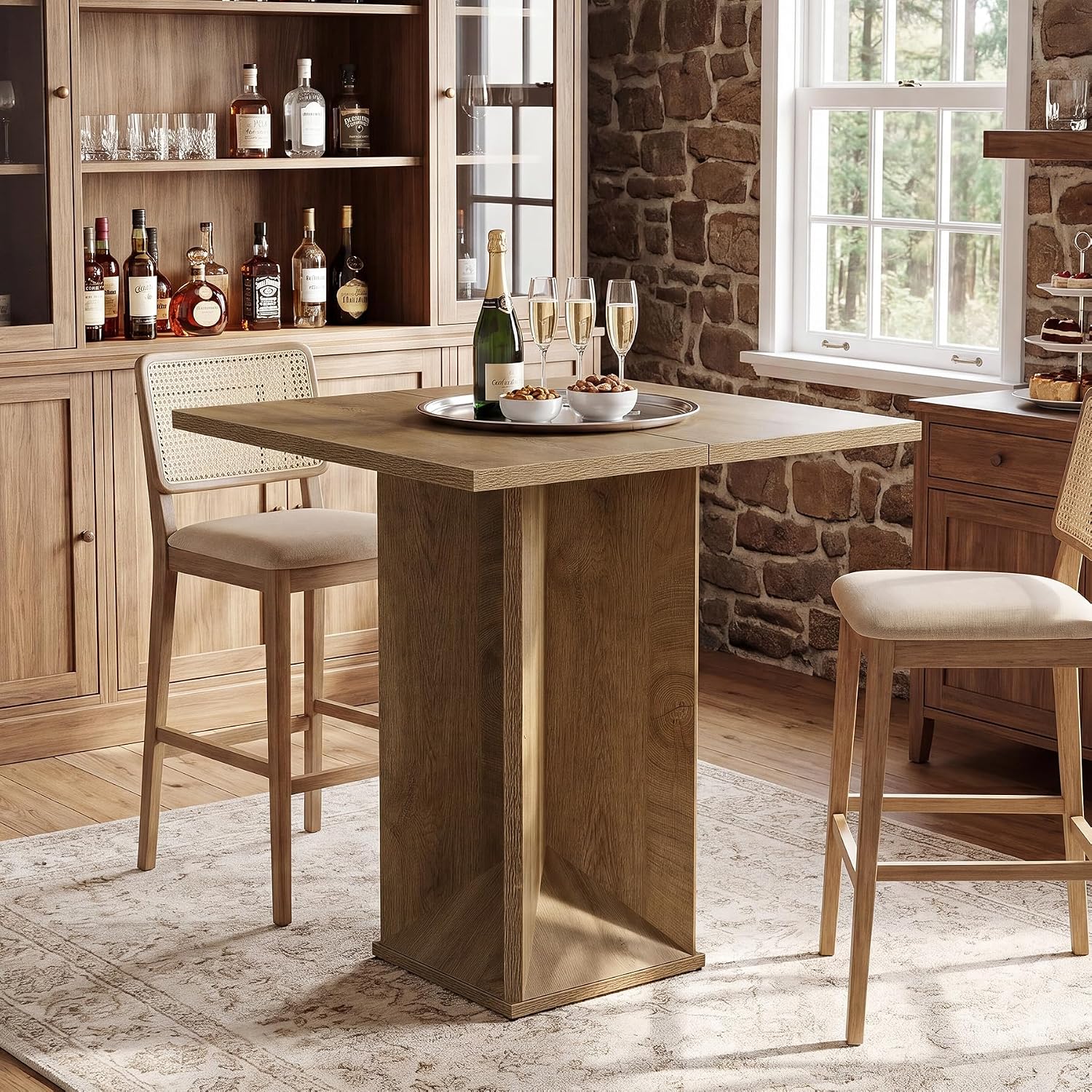 Table de bar carrée de 80 cm hauteur de bar d'angle idéale pour pub et bistro