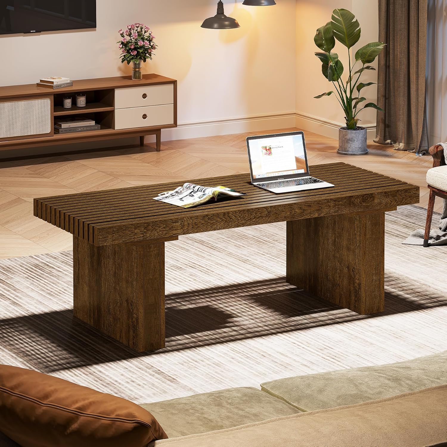 Tribesigns Table basse rectangulaire moderne de 120 cm et table de cocktail
