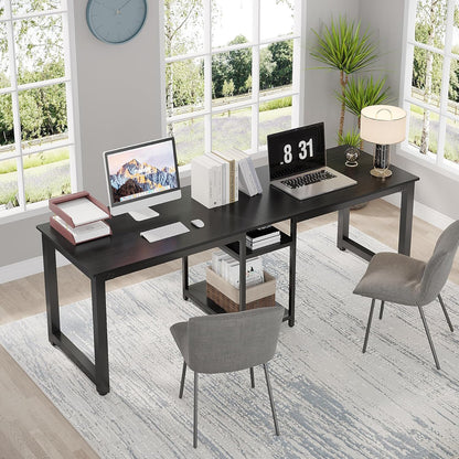 Tribesigns Bureau double 200 cm, Bureau d'ordinateur long avec rangement