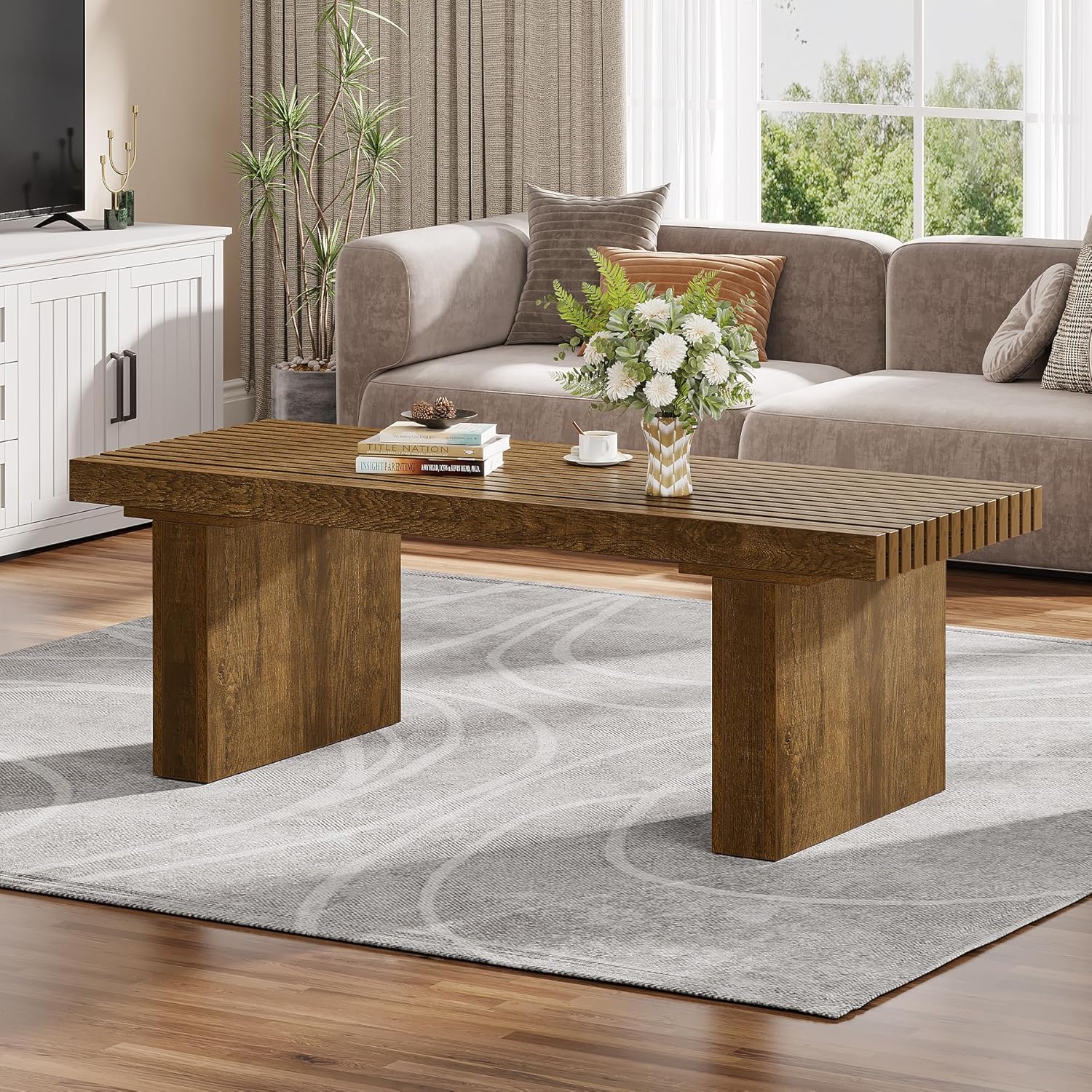 Tribesigns Table basse rectangulaire moderne de 120 cm et table de cocktail