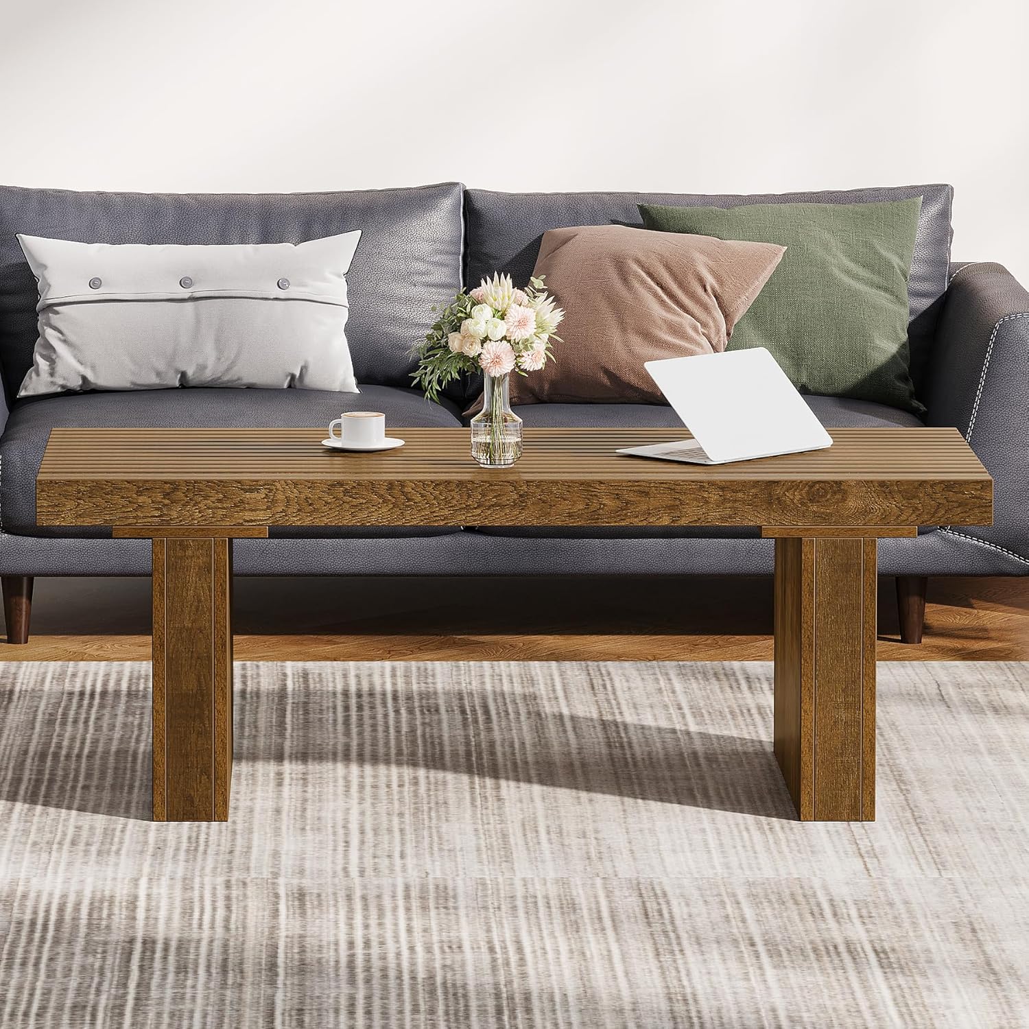Tribesigns Table basse rectangulaire moderne de 120 cm et table de cocktail