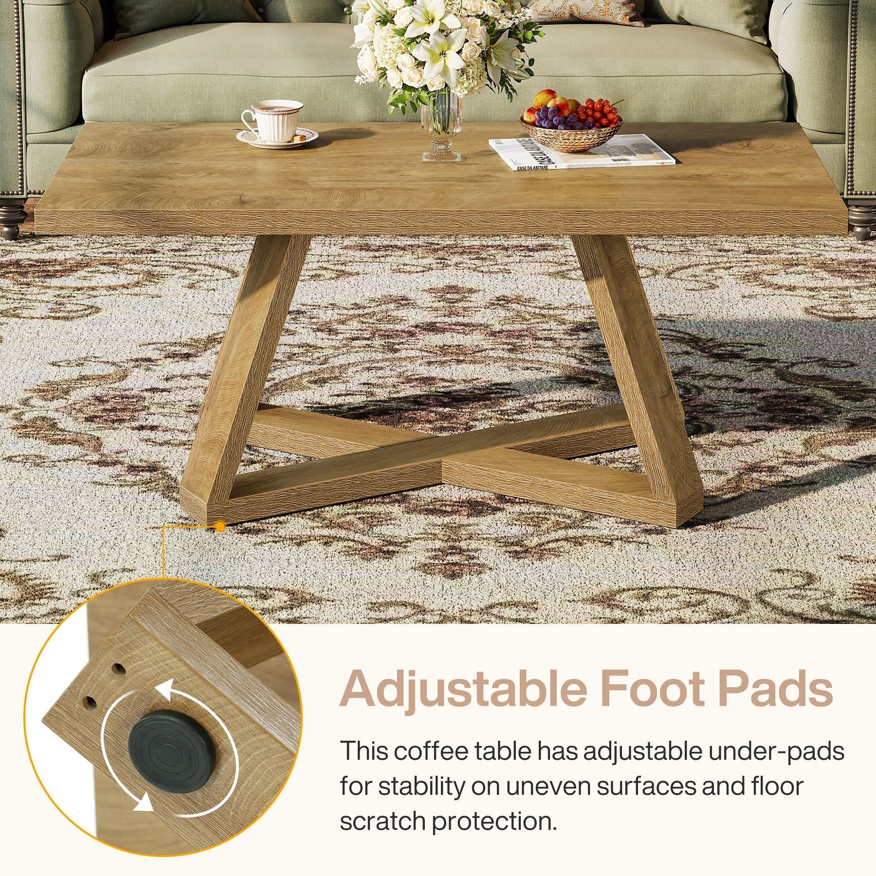 Tribesigns Table basse rectangulaire, Table cocktail et table à thé de 120 cm pour le salon