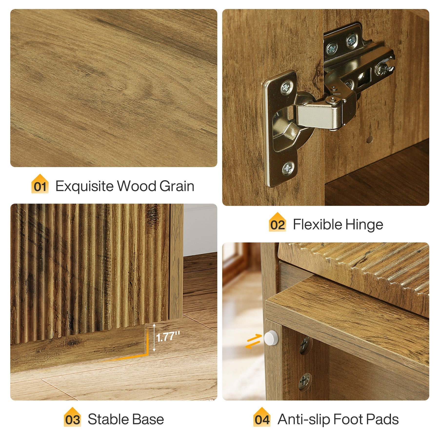 Tribesigns Meuble à chaussures à 7 niveaux, Rangement pour 24 paires de chaussures avec portes nervurées