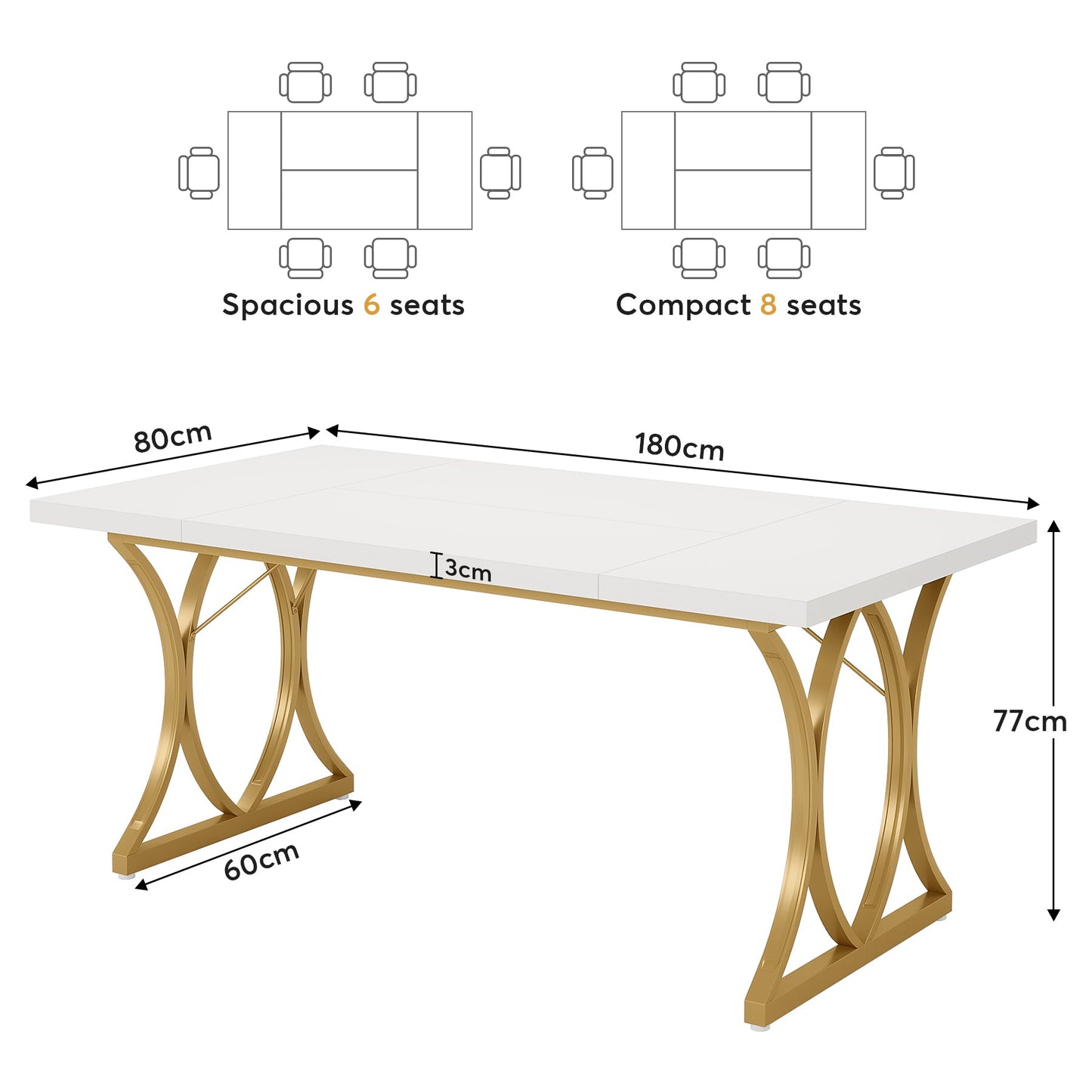 Tribesigns Table à manger rustique pour 6 personnes, Table de salon à manger rectangulaire