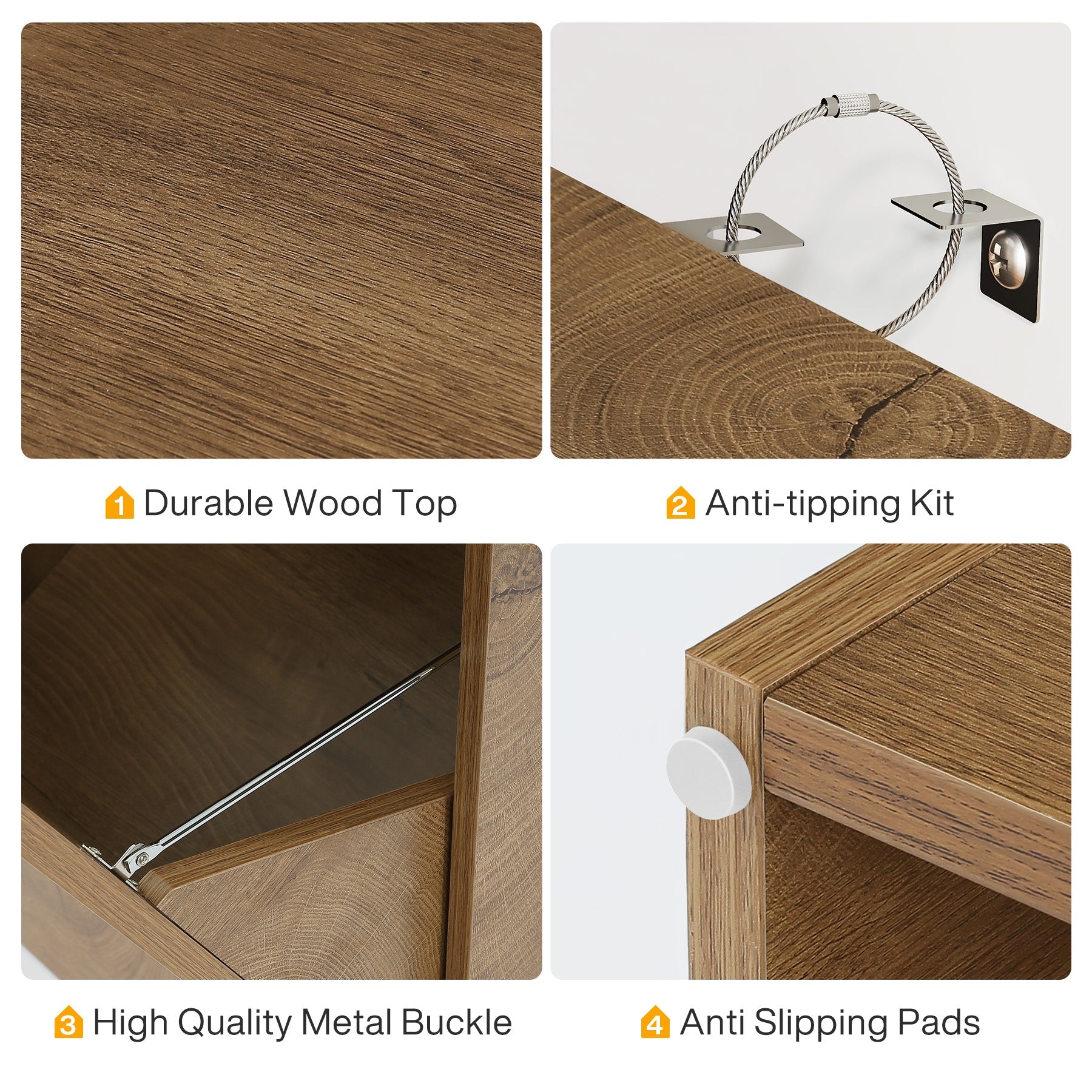 Tribesigns Poubelle en bois 49L avec tiroir caché et mécanisme d'inclinaison pour la cuisine