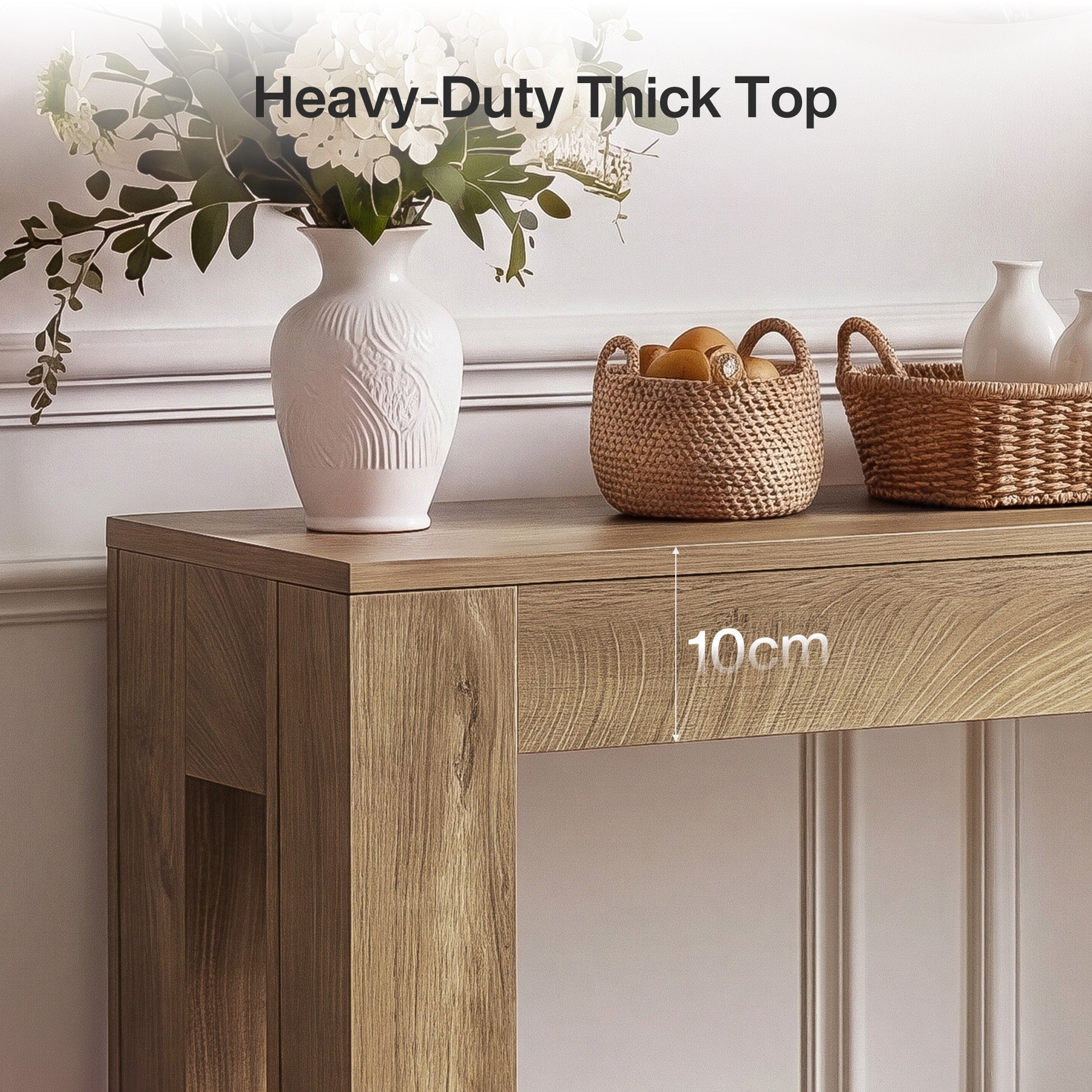Tribesigns Console 105 cm style campagne, Table d'entrée étroite en bois pour canapé