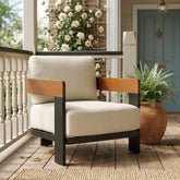 Tribesigns Chaise longue d'extérieur, Chaise de patio avec coussins et structure en aluminium 3