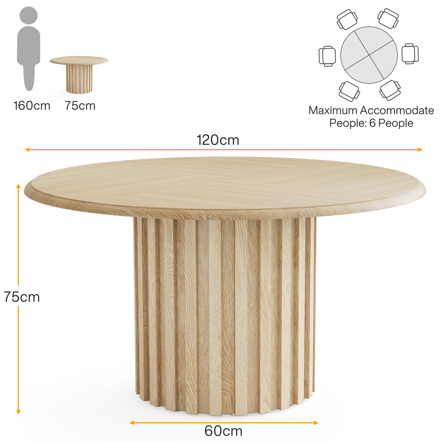 Tribesigns Table à manger ronde, Table de cuisine ronde moderne de 120 cm pour 4 personnes