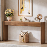 Tribesigns Console de 180 cm avec 3 tiroirs, Table d'entrée étroite marron vintage Table basse en bois avec étagère 3