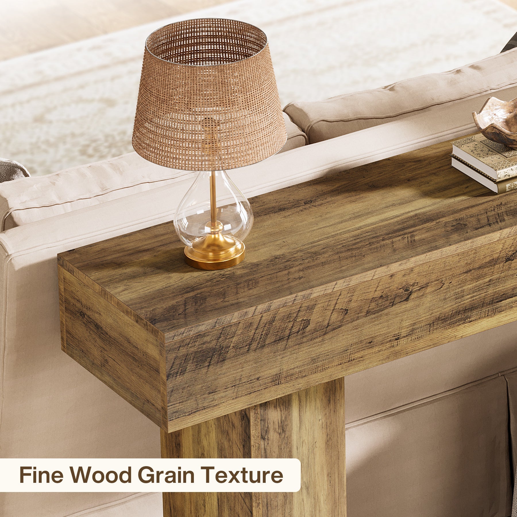 Tribesigns Console longue de 160 cm, Table d'appoint étroite derrière le canapé