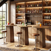Tribesigns Table de bar ronde, Table de bar en bois pour cuisine (table seule) 3