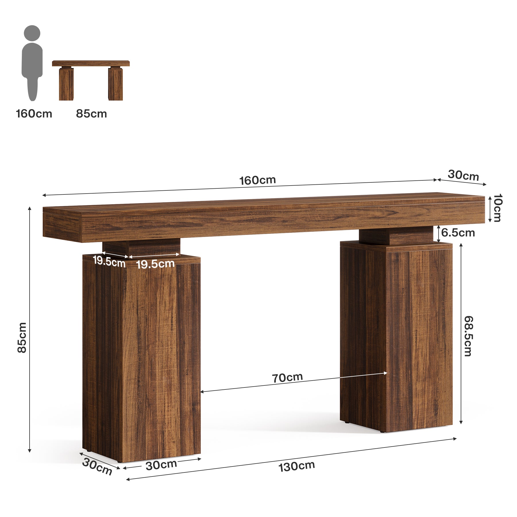 Tribesigns Console de 160 cm, Table d'entrée de style maison de campagne en bois pour le salon et le couloir