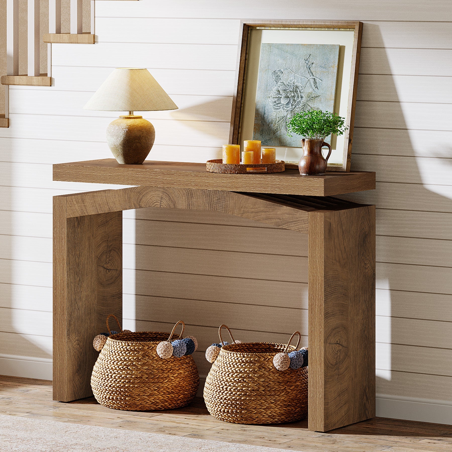 Tribesigns Table console étroite de 100 cm, Table d'entrée de style ferme au design moderne