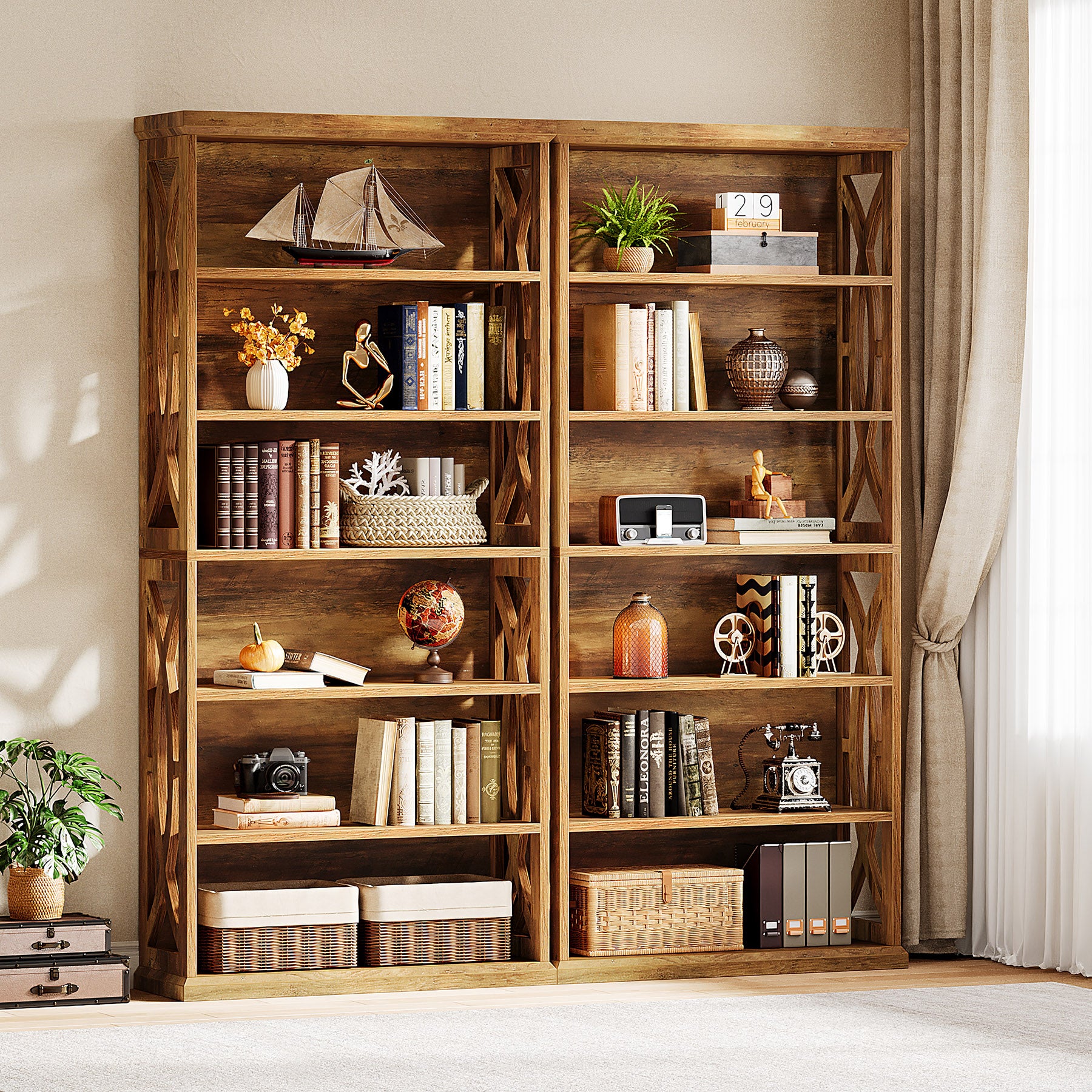 Tribesigns Bibliothèque industrielle de 180 cm, Meuble de salon robuste à 6 niveaux