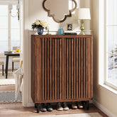 Tribesigns Armoire à Chaussures à 6 Niveaux avec Portes à persiennes, Grande Armoire de Rangement à Chaussures en Bois avec étagères réglables 3