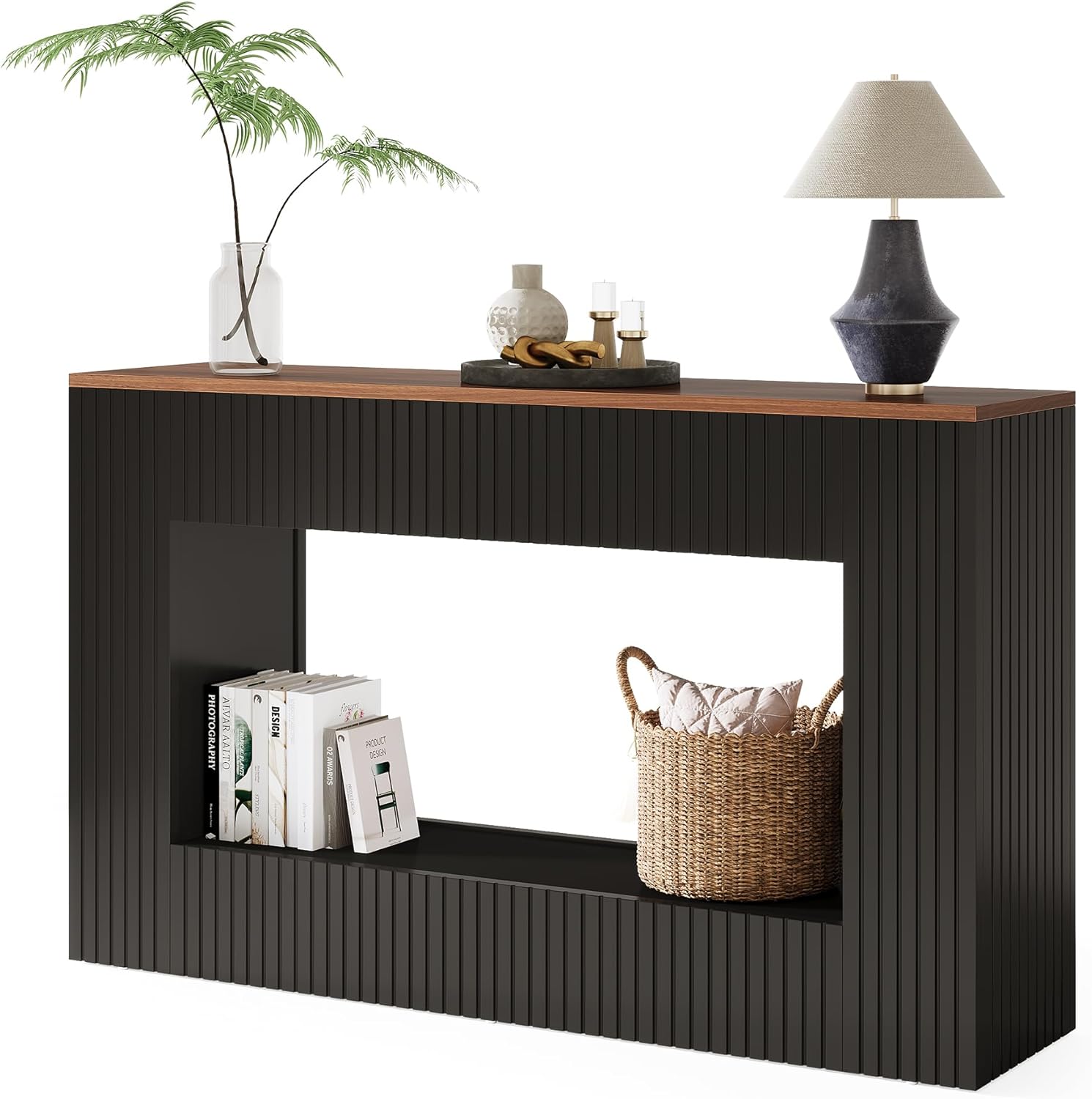 Tribesigns Table console moderne, Table de couloir étroite avec rangement Table basse en bois