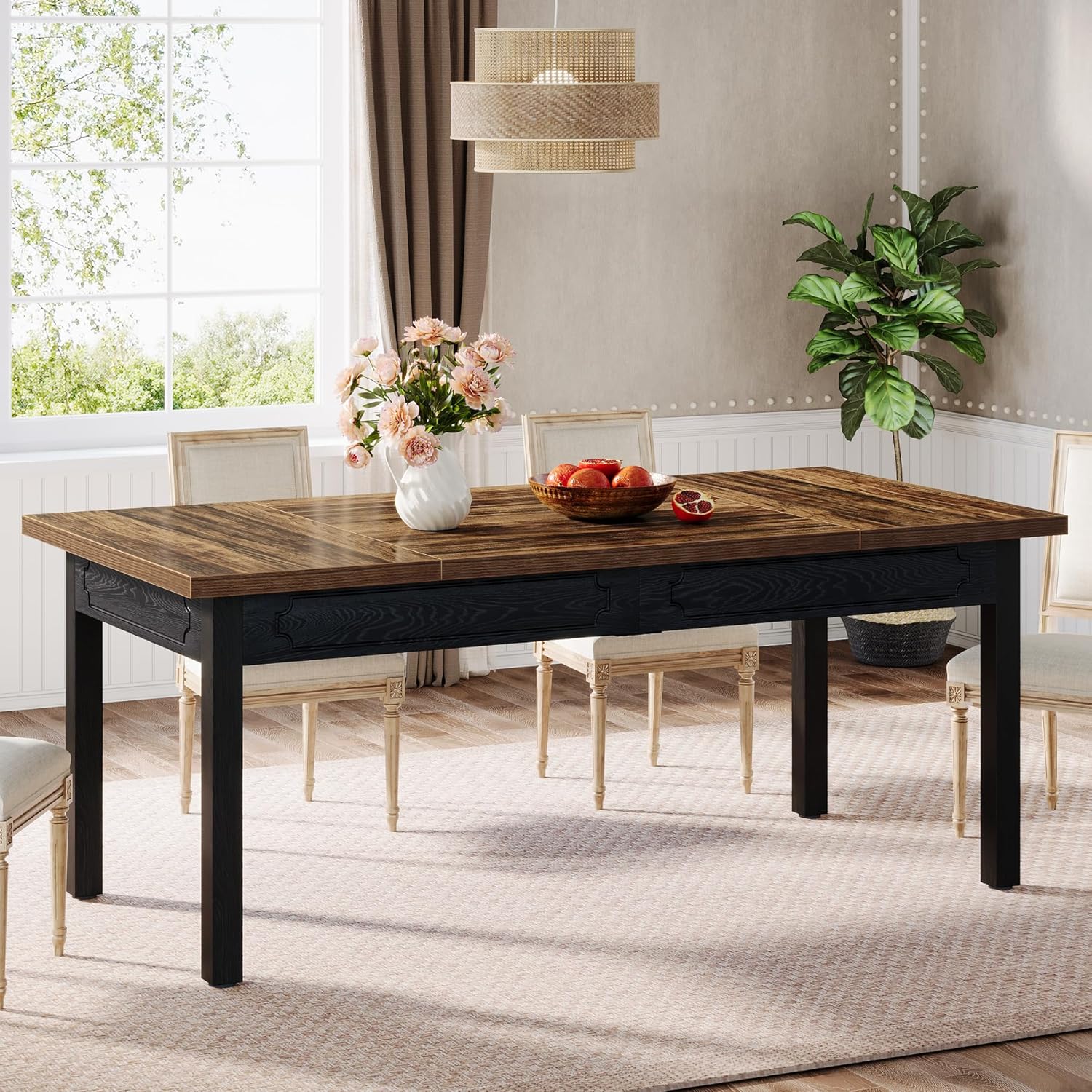 Tribesigns Table à manger moderne de 160 cm, Table de salle à manger industrielle en bois pour 4 à 6 personnes