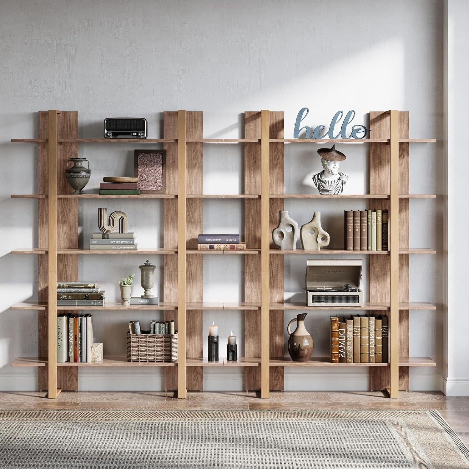 Tribesigns Bibliothèque ouverte à 5 niveaux , Syle bohème pour salon, bureau et chambre à coucher