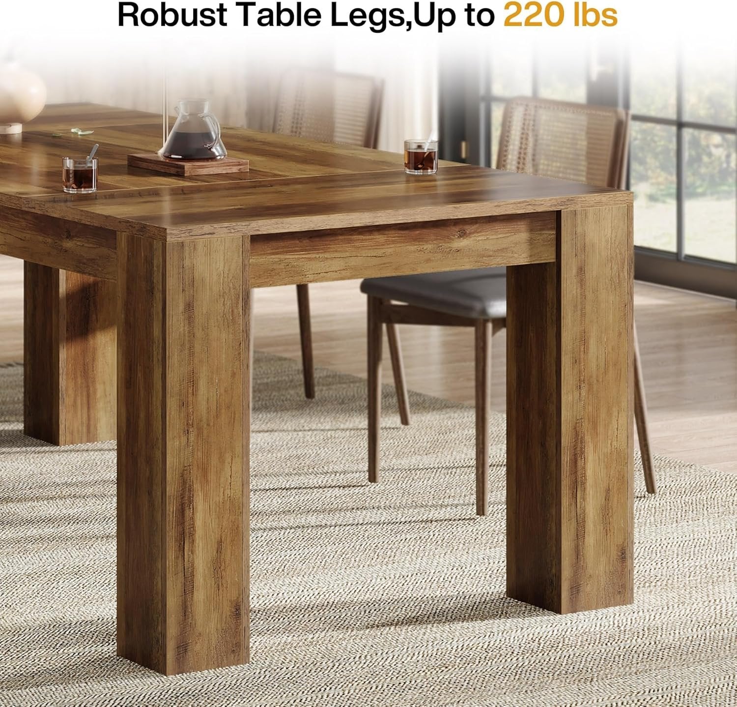 Tribesigns Table de salle à manger rectangulaire de 160 cm pour 4 à 6 personnes