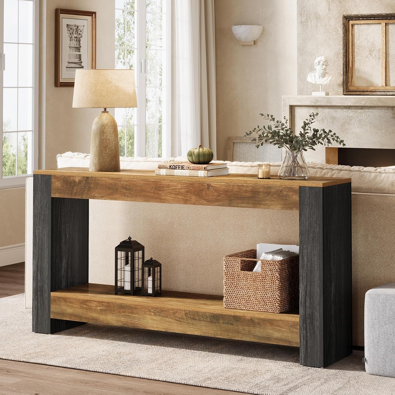 Tribesigns Table Console de 160 cm de Long pour entrée, Table d’Entrée en Bois Rustique pour Salon