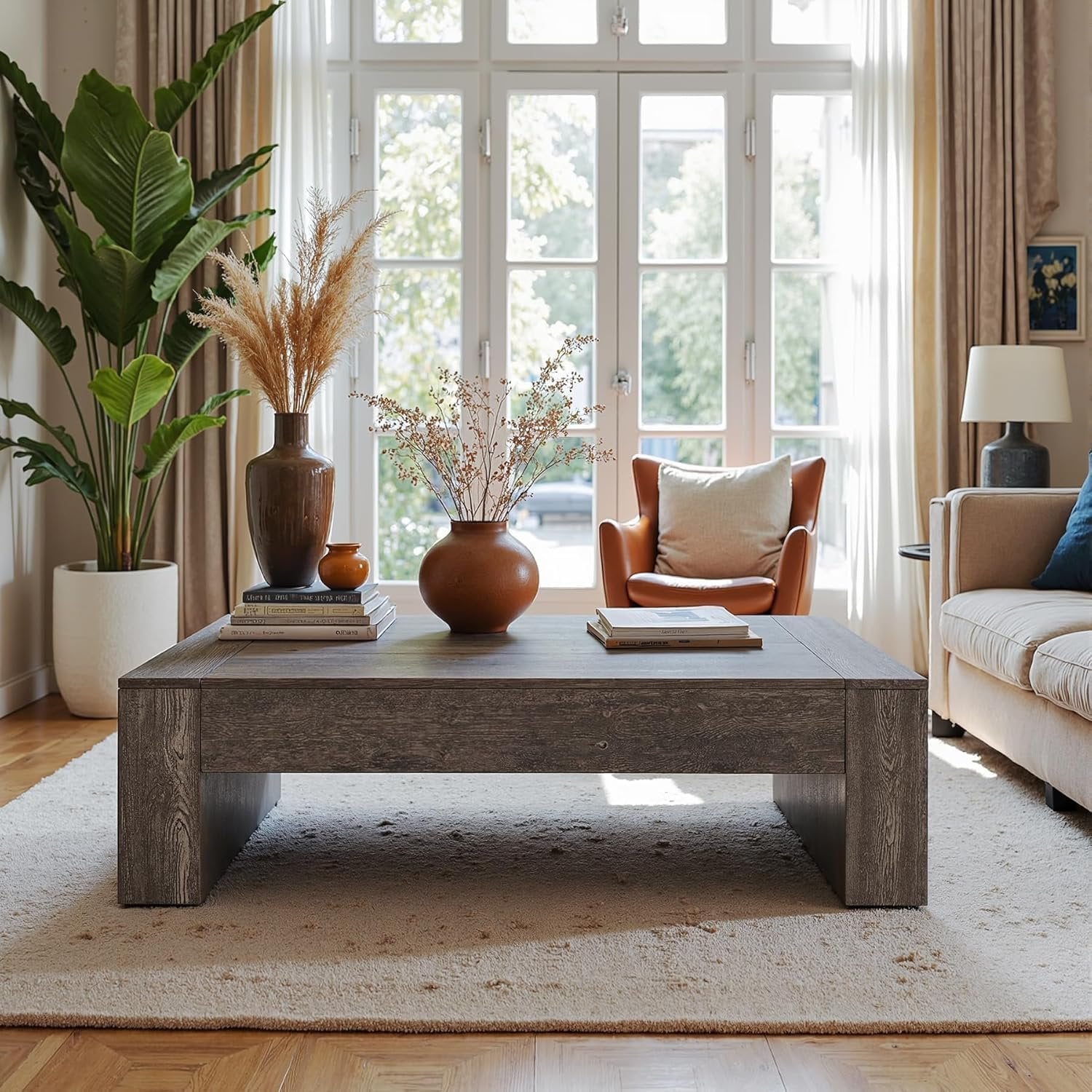 Tribesigns Table Basse Rectangulaire pour Salon, 130 x 70 x 45 cm, Table de Salon Bois