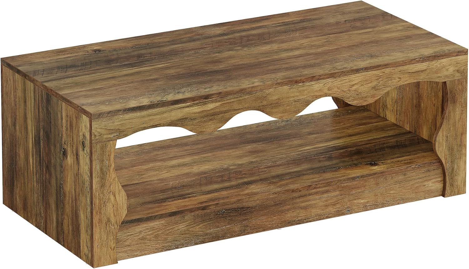 Tribesigns Table basse rectangulaire de 120 cm, Table basse rectangulaire en bois à 2 niveaux avec étagère