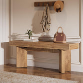 Tribesigns Banc en bois 120 cm style industriel rustique marron, Banc à chaussures en bois 3