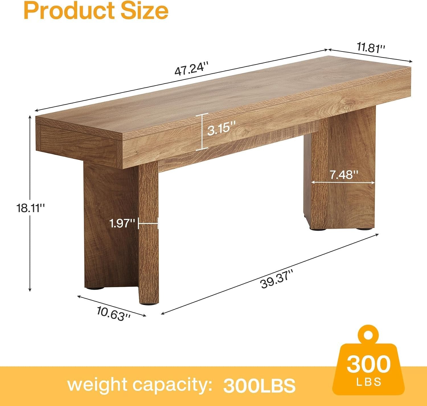 Tribesigns Banc en bois 120 cm style industriel rustique marron, Banc à chaussures en bois
