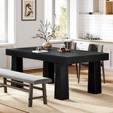 Tribesigns Table à manger 160 cm, Table de cuisine rectangulaire moderne avec pieds coniques renforcés en noir 3
