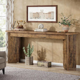 Tribesigns Console Table, Style Industriel étroite en Bois avec Plateau élargi et Double Socle Stable 3