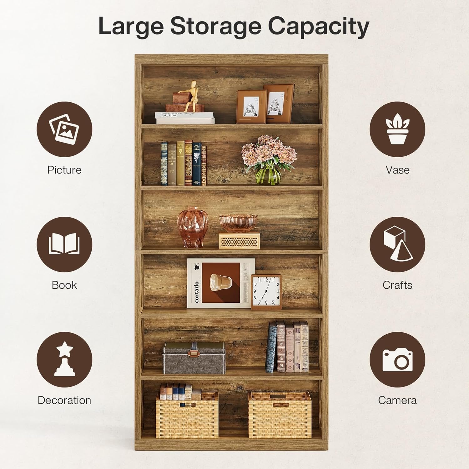 Tribesigns Étagère de 190 cm de haut à 7 niveaux, Étagère de rangement ouverte