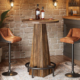 Tribesigns Table haute ronde 95 cm de hauteur, Table de bistro/pub en bois avec repose-pieds annulaire en métal pour café, cocktail 3