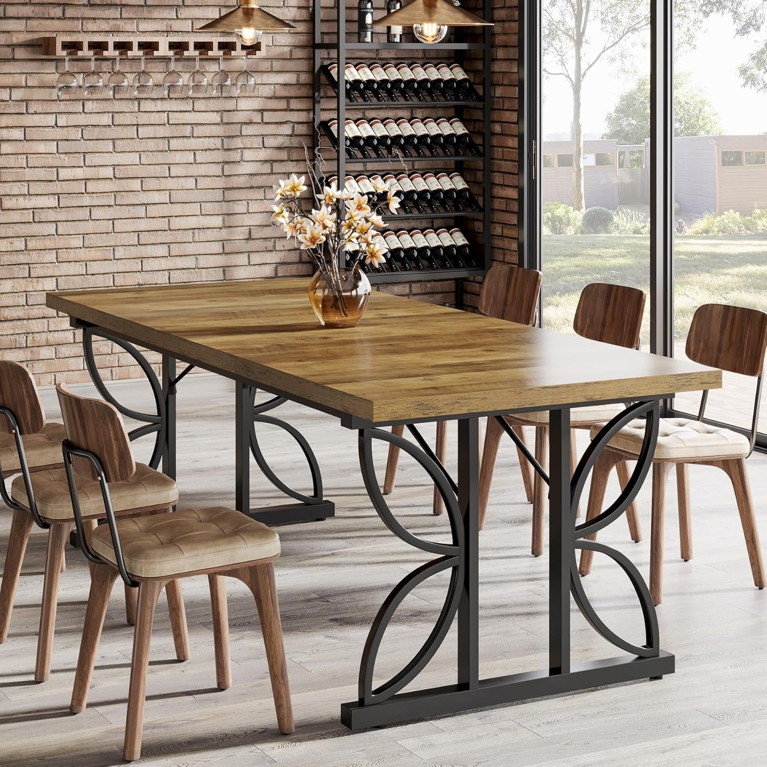 Tribesigns Table à manger 160 x 80 cm, table de cuisine industrielle pour 4- 6 personnes, table à dîner rectangulaire pour salle à manger et cuisine 1503 Tribesigns Table à manger 160 x 80 cm, table de cuisine industrielle pour 4- 6 personnes, table à dîner rectangulaire pour salle à manger et cuisine 1503