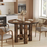 Tribesigns Table à manger ronde pour 4 personnes, Grande table de dîner avec étagère de rangement 3