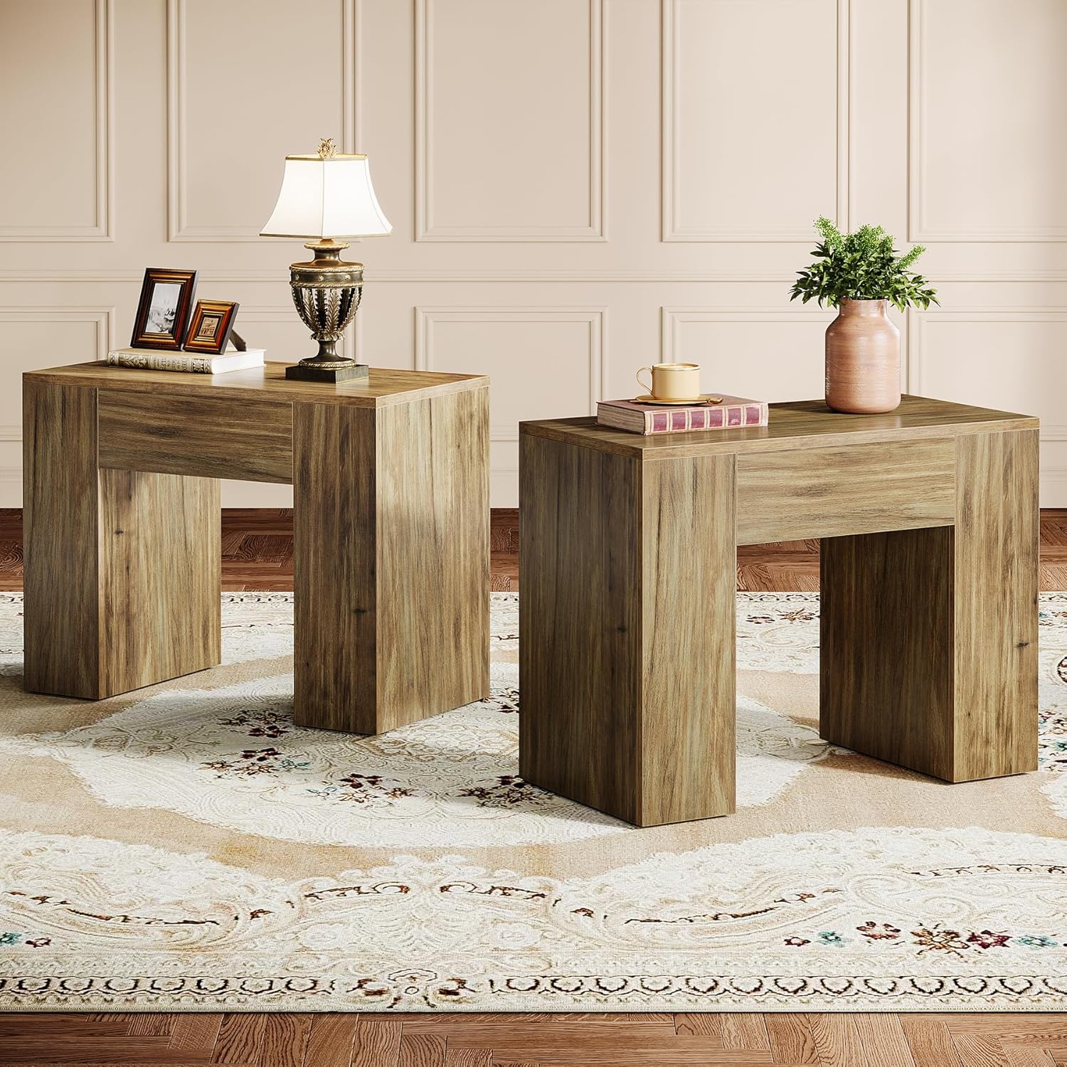Tribesigns Table d'appoint canapé, Table de Chevet Rectangulaire avec Pieds Robustes