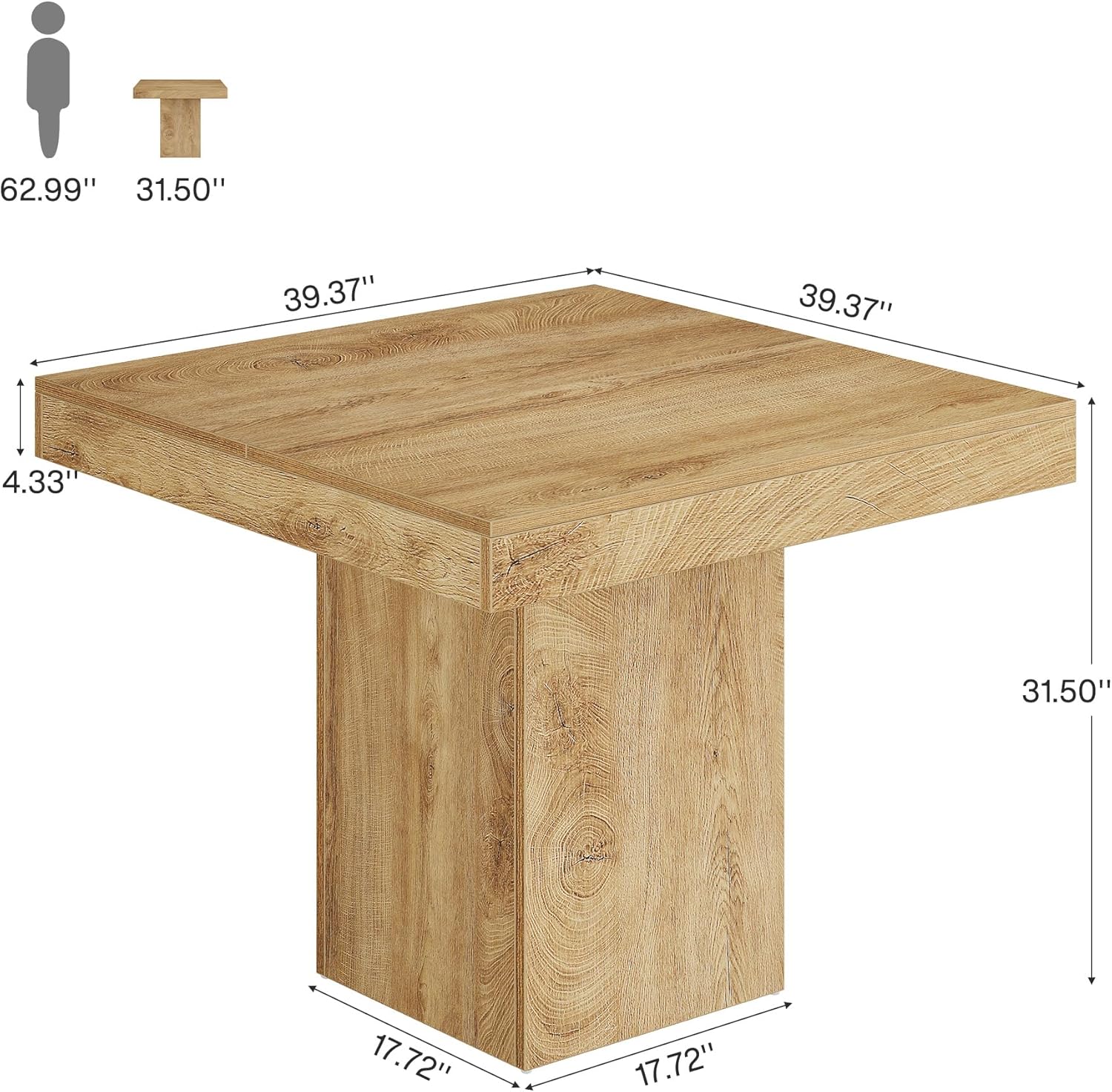 Tribesigns Table à Manger 100 cm, Table de Cuisine Carrée pour 4 Personnes pour Salle à Manger