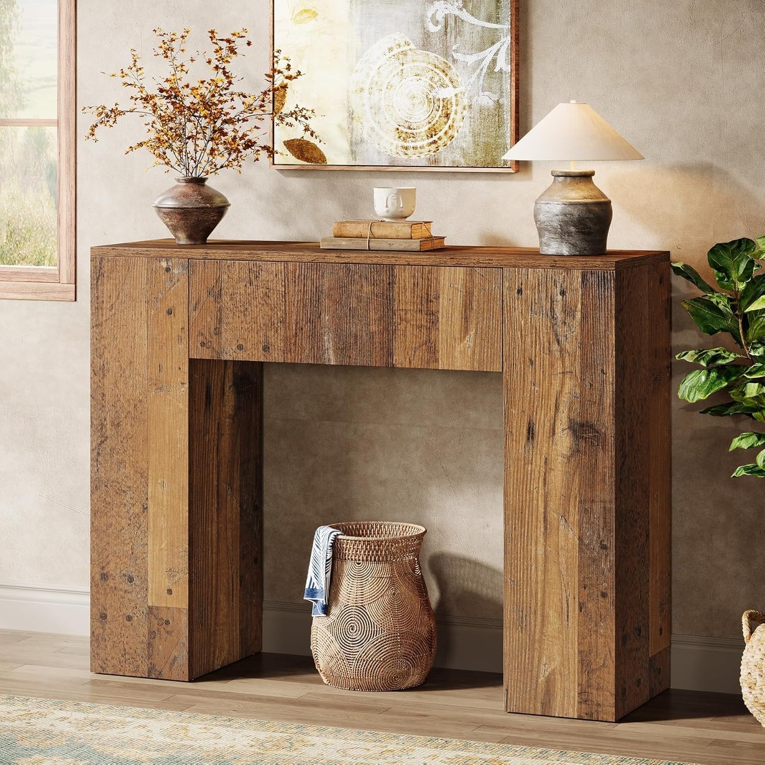 Tribesigns Table console avec tiroirs, Table d'appoint étroite Table de couloir pour petits espaces