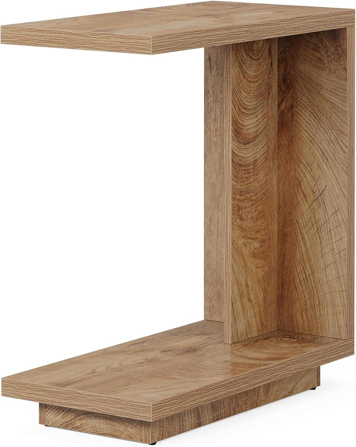 Tribesigns Table d'appoint en forme de C pour canapé, Table d'appoint à 2 niveaux avec base stable