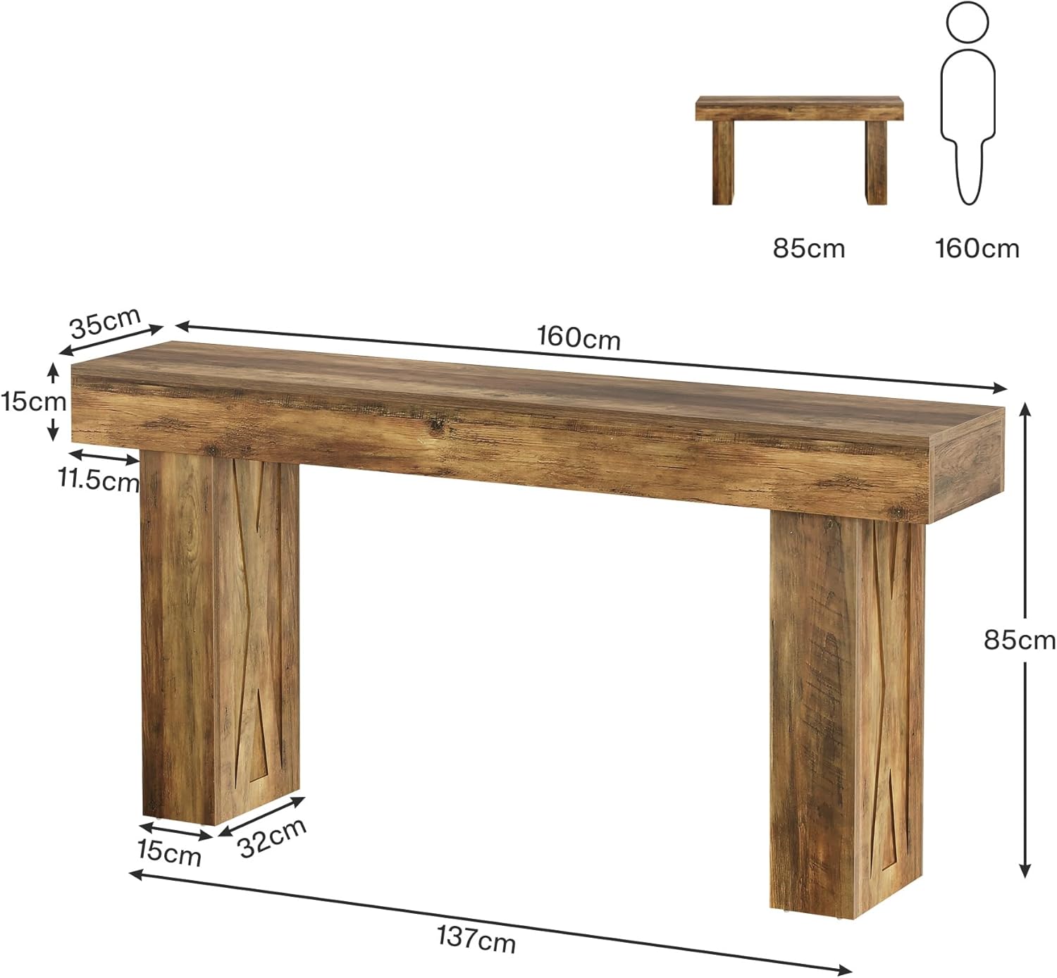 Tribesigns Table console étroite de 160 cm, Table basse moderne pour couloir Table d'entrée pour salon
