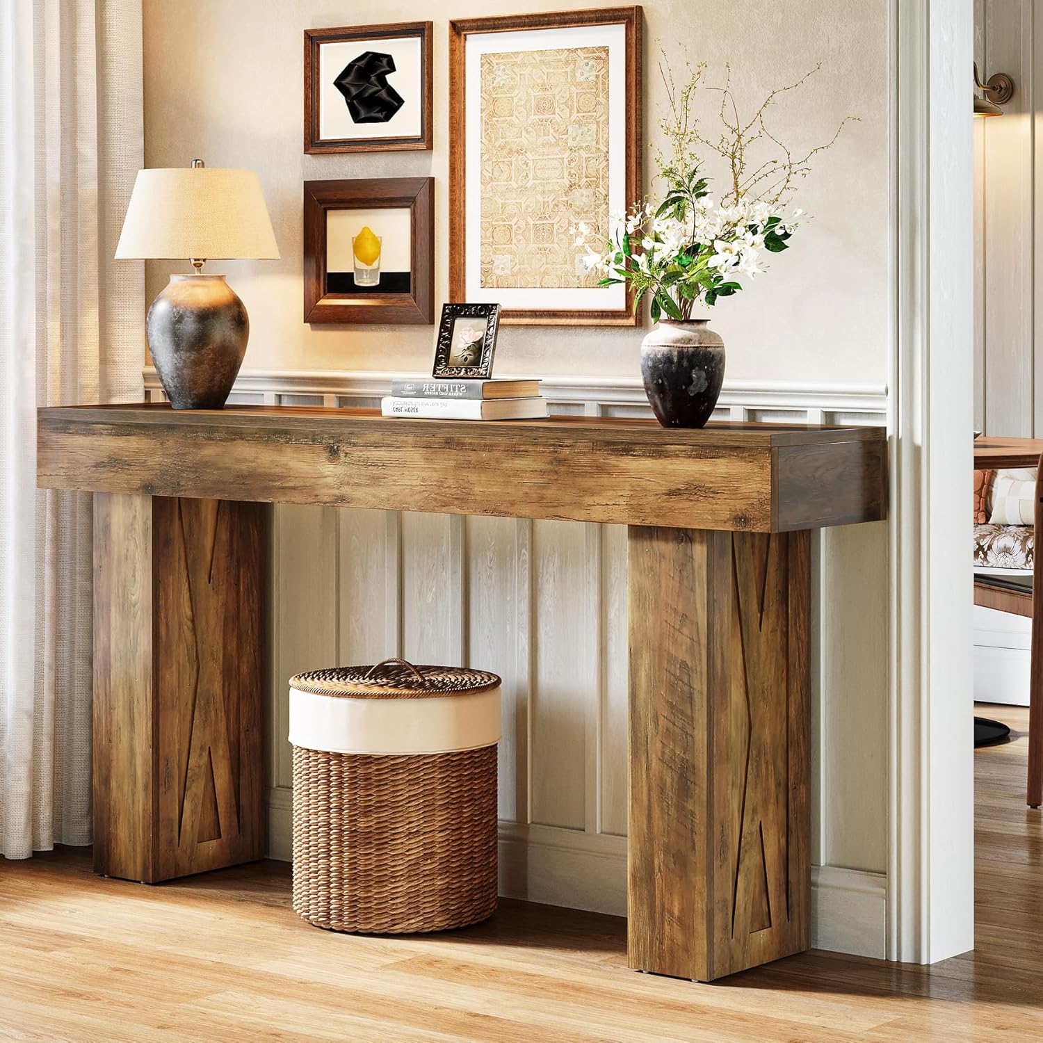 Tribesigns Table console étroite de 160 cm, Table basse moderne pour couloir Table d'entrée pour salon
