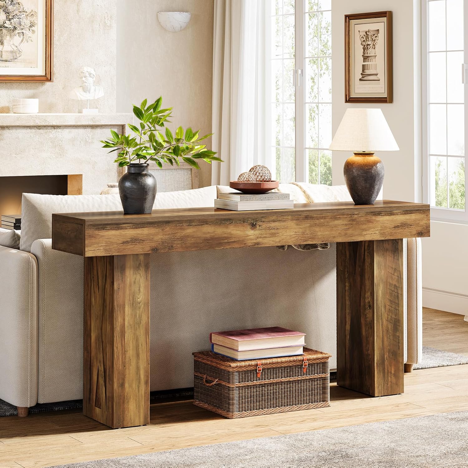 Tribesigns Table console étroite de 160 cm, Table basse moderne pour couloir Table d'entrée pour salon
