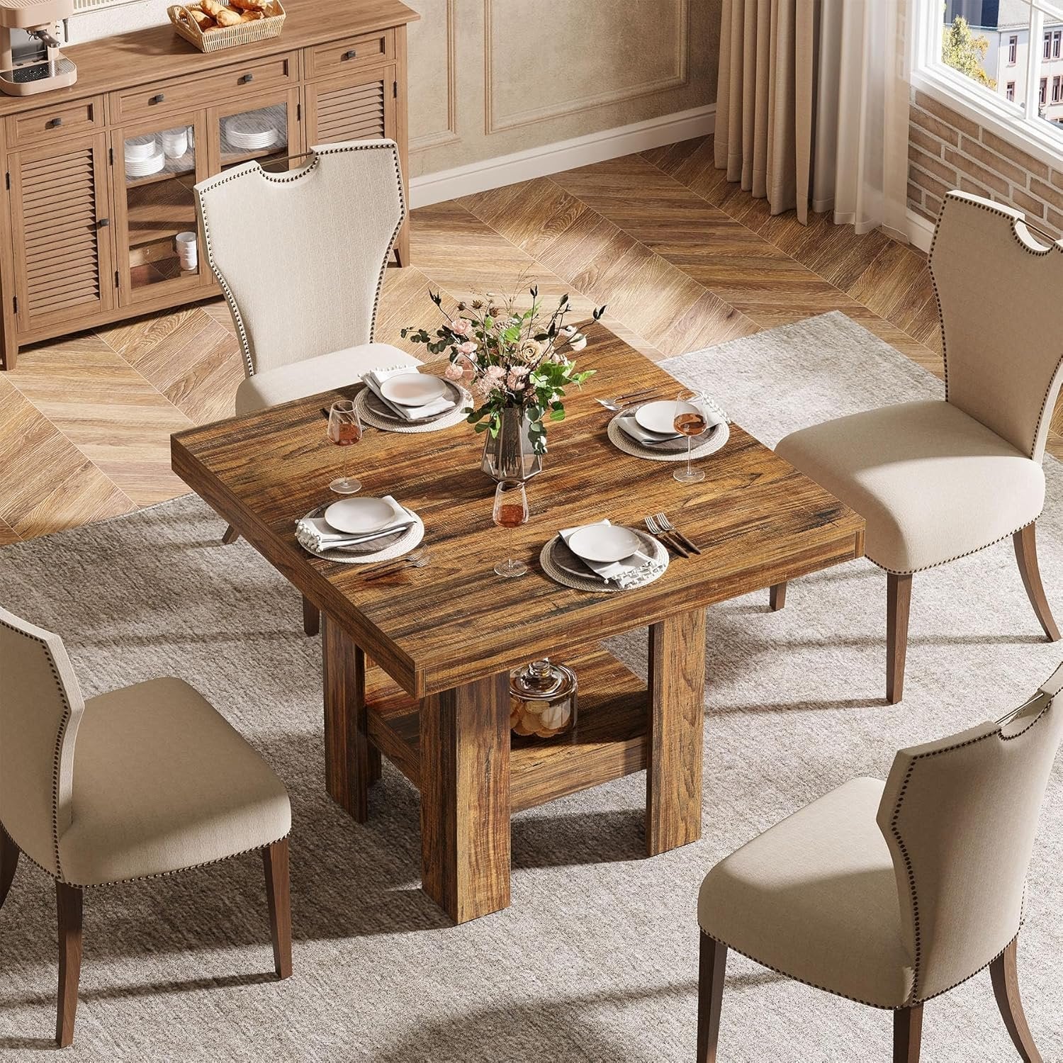 Tribesigns Table à Manger pour 2 Personnes 80 x 80 x75 cm, Carré Table de Salle à Manger Industrielle