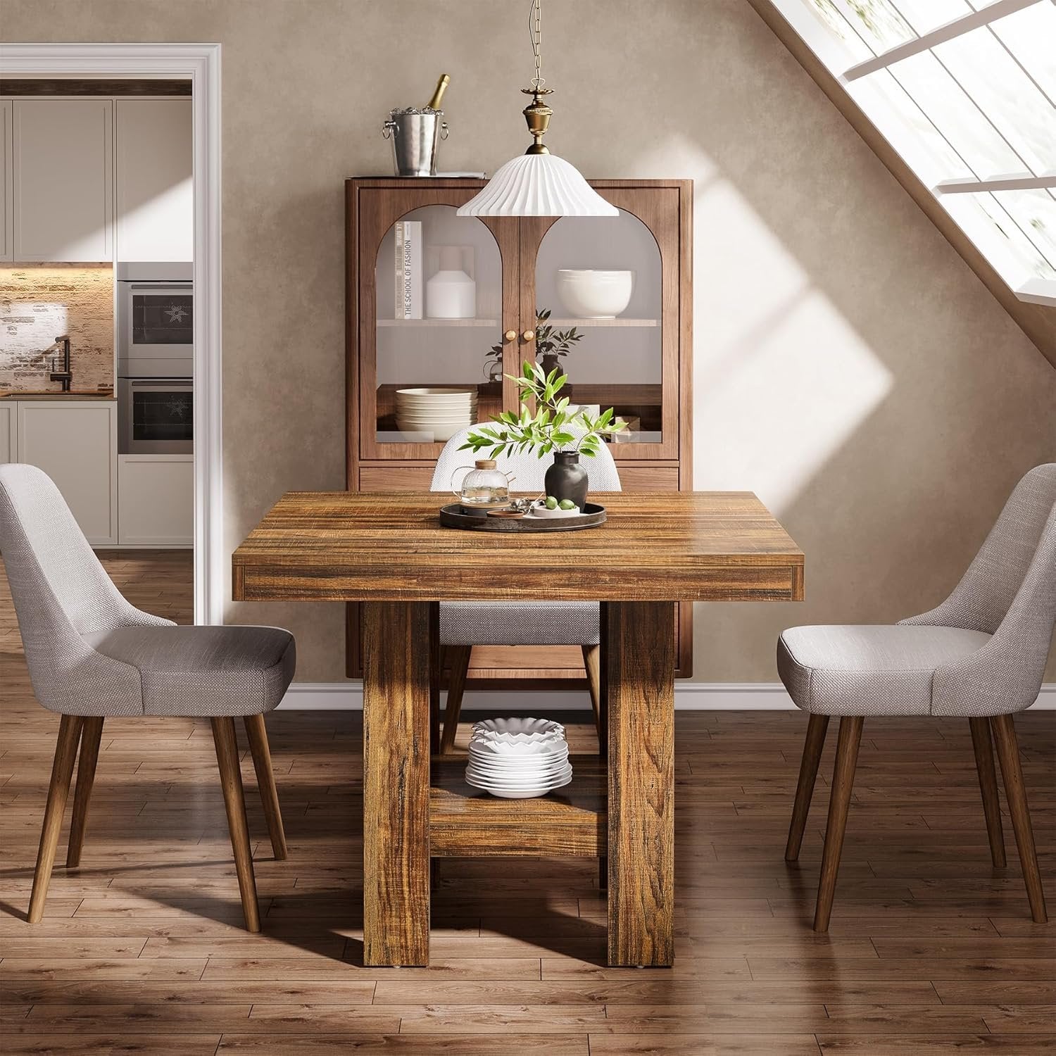 Tribesigns Table à Manger pour 2 Personnes 80 x 80 x75 cm, Carré Table de Salle à Manger Industrielle