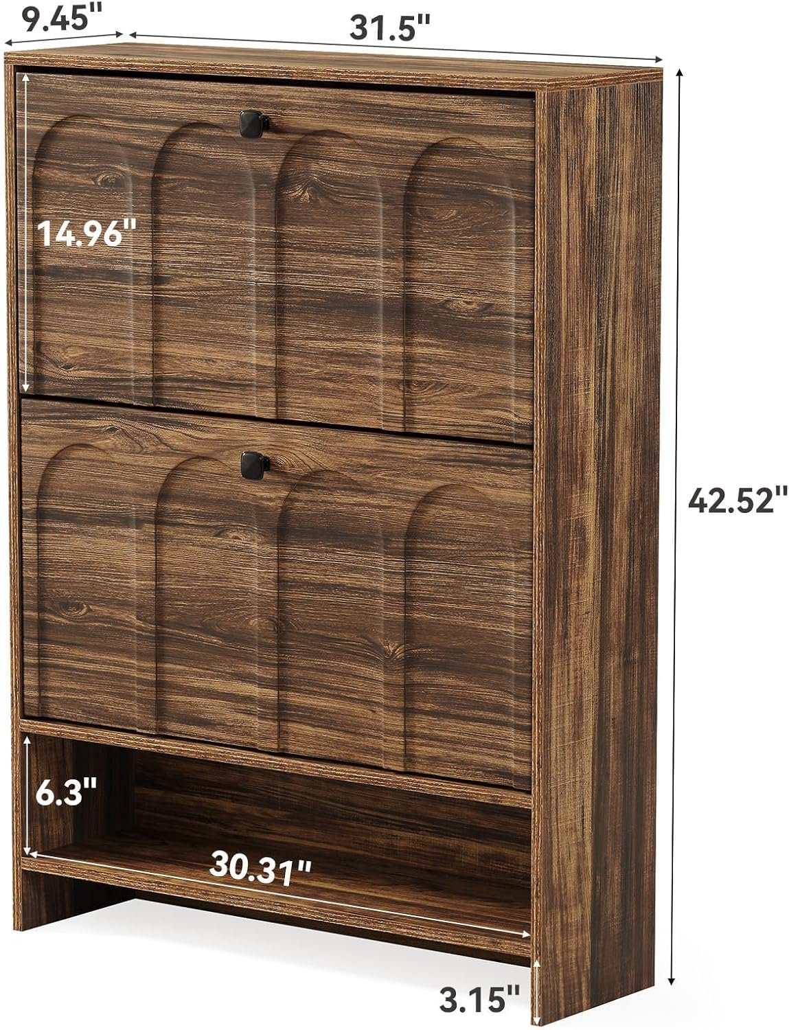 Tribesigns Meuble à chaussures étroit avec 2 tiroirs pliants et étagère ouverte, Design peu encombrant
