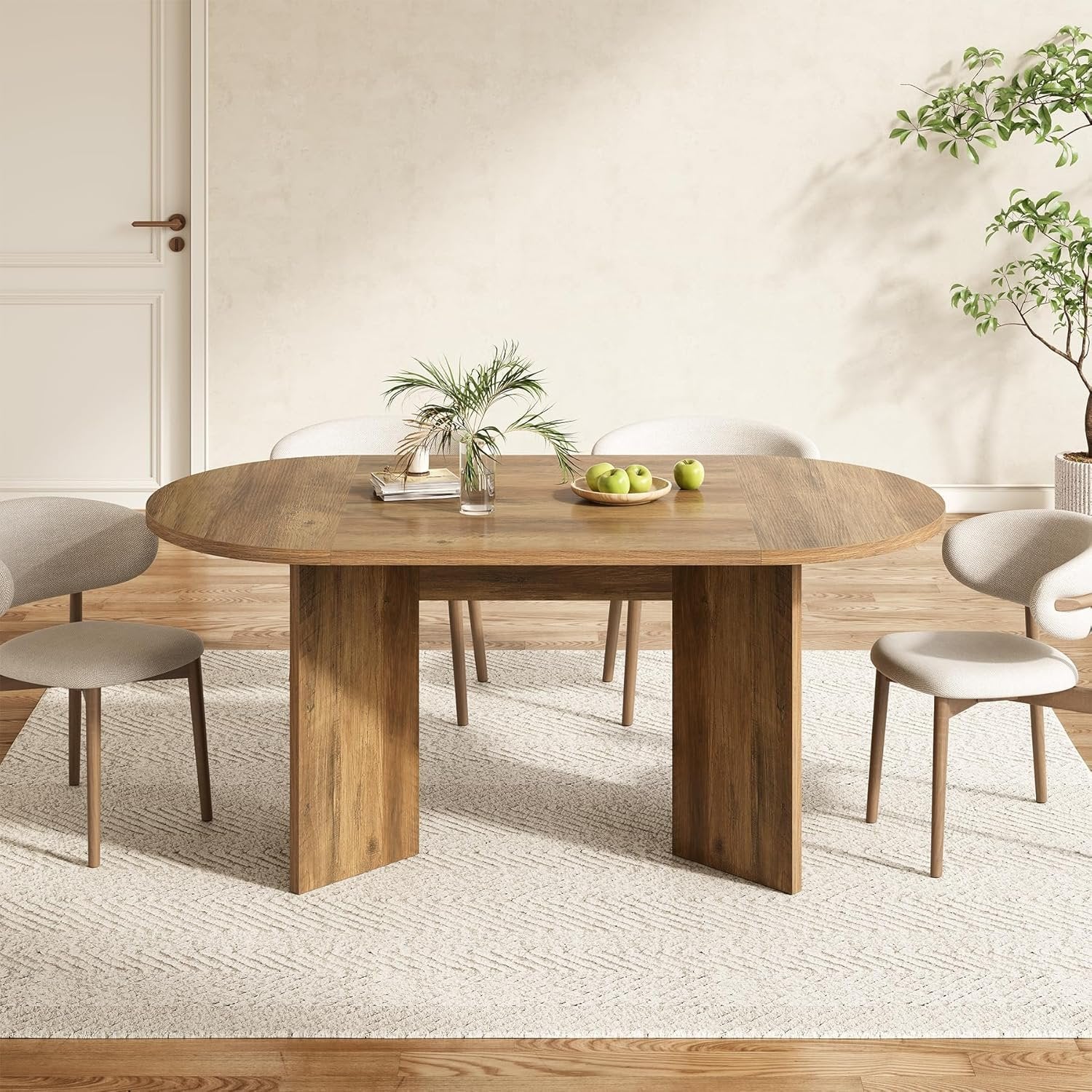 Tribesigns Umber Table à manger ovale rustique pour 4 à 6 personnes 160 cm