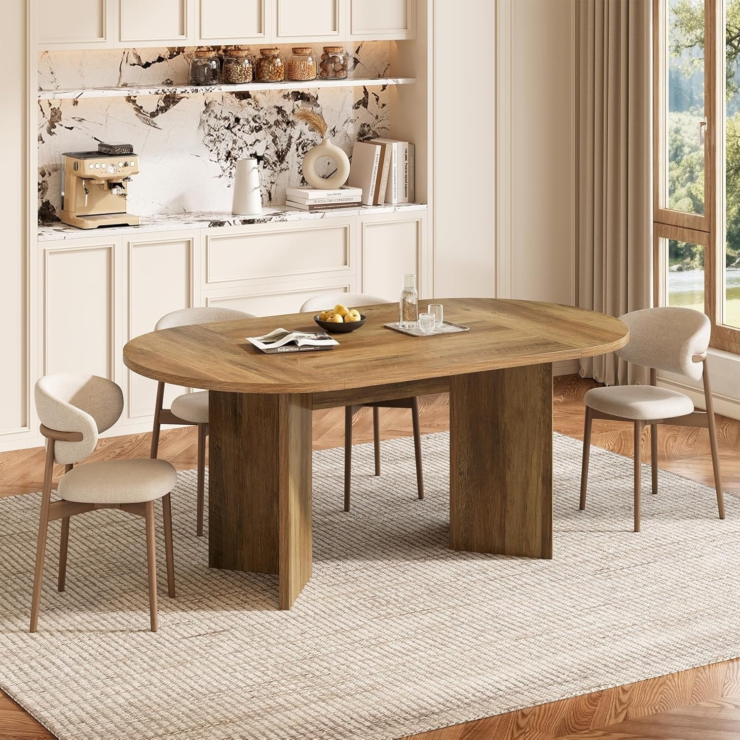 Tribesigns Umber Table à manger ovale rustique pour 4 à 6 personnes 160 cm