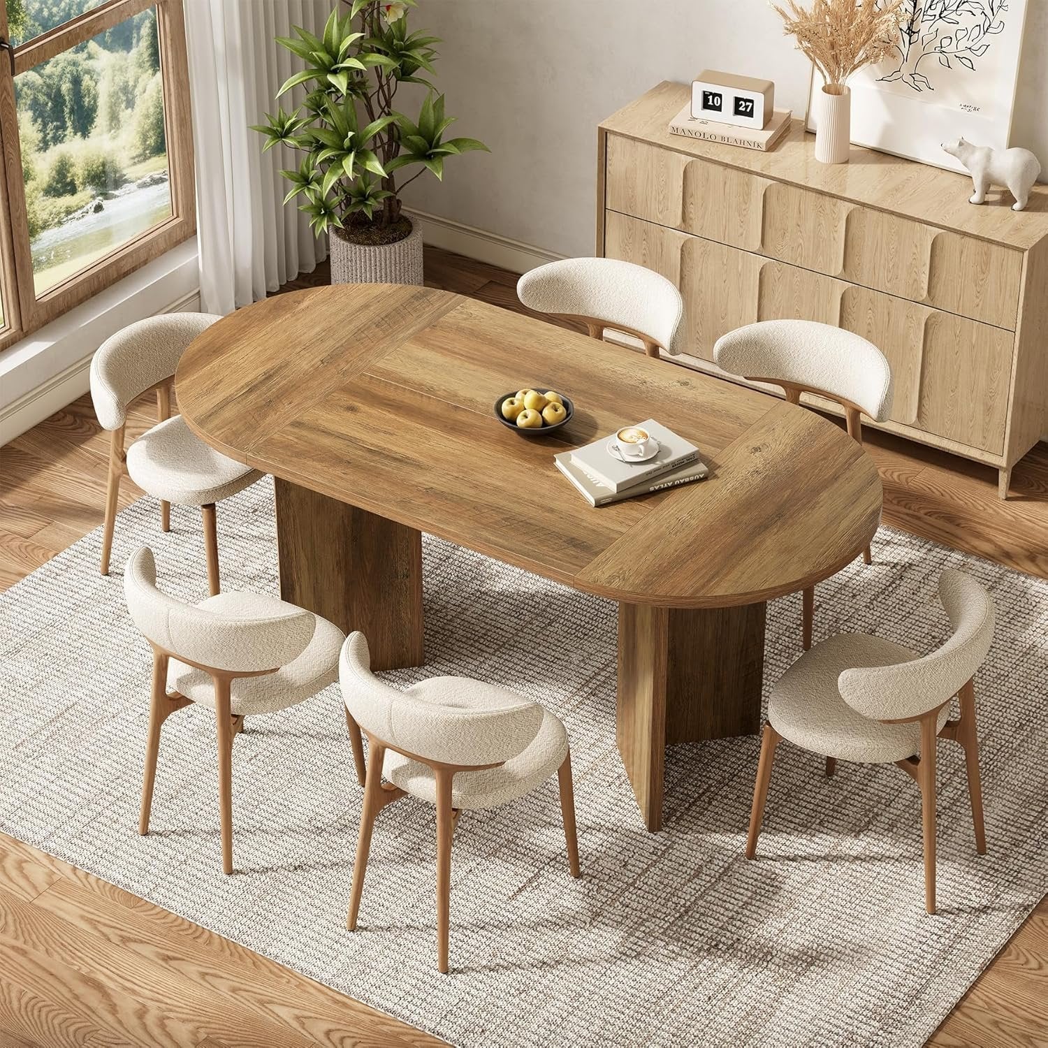 Tribesigns Umber Table à manger ovale rustique pour 4 à 6 personnes 160 cm