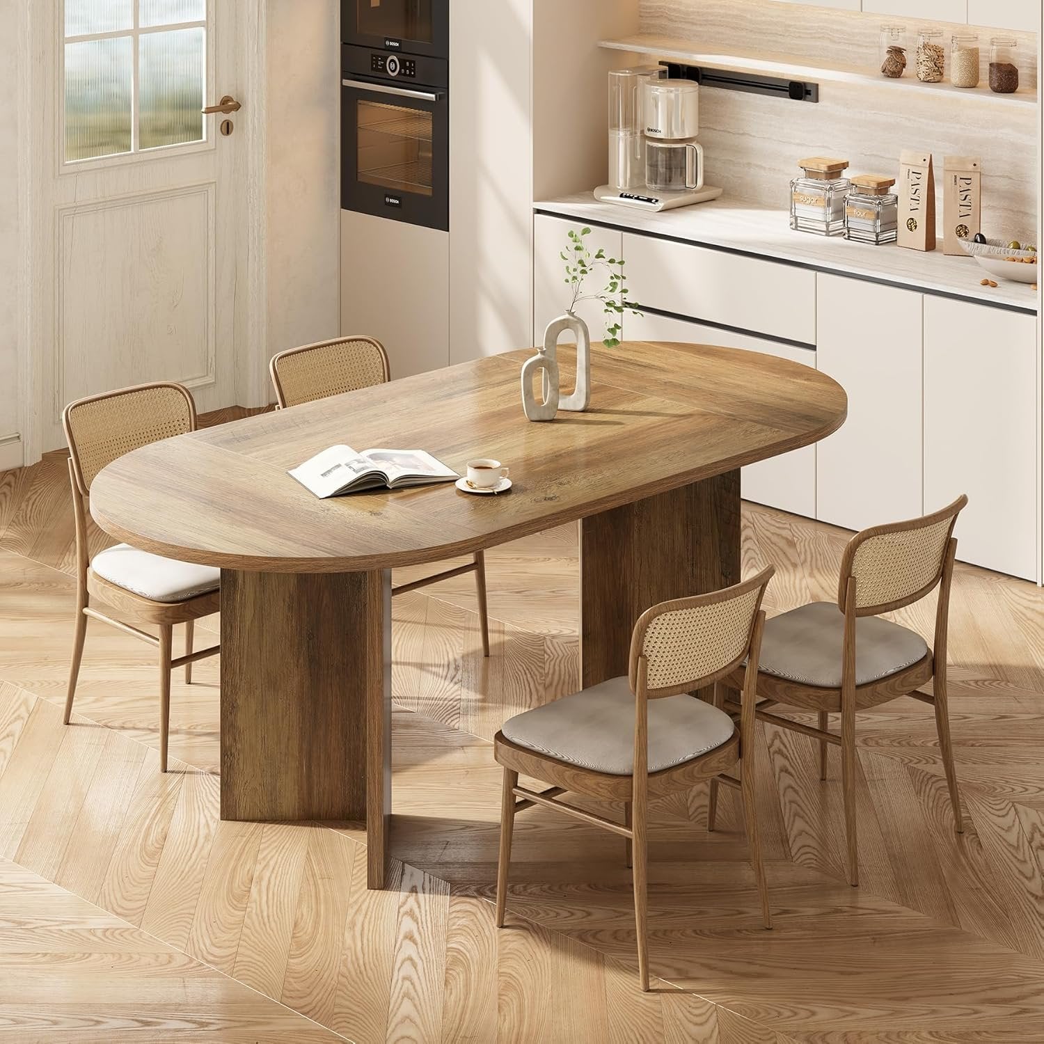 Tribesigns Umber Table à manger ovale rustique pour 4 à 6 personnes 160 cm
